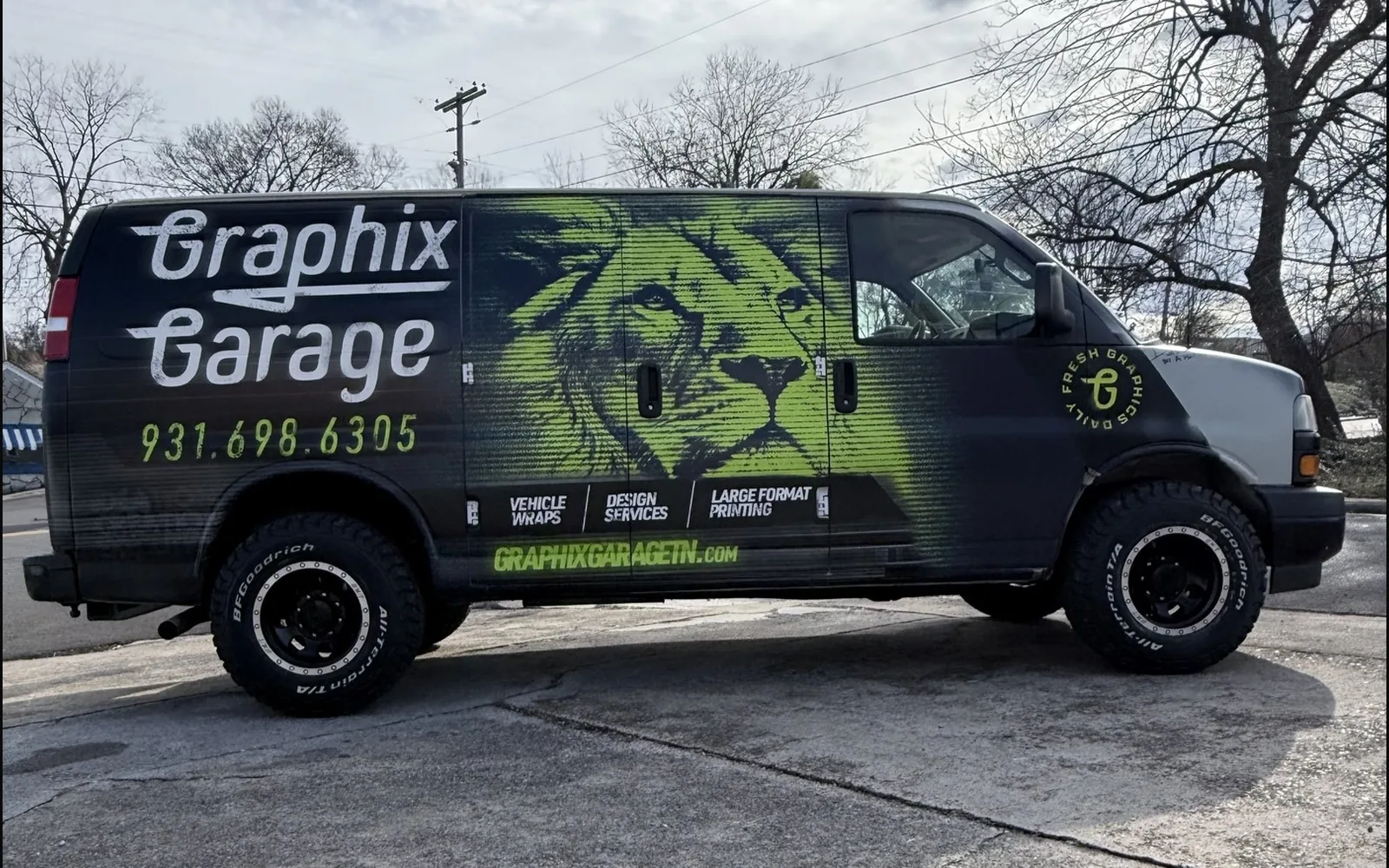 Graphix Garage shop van after wrap