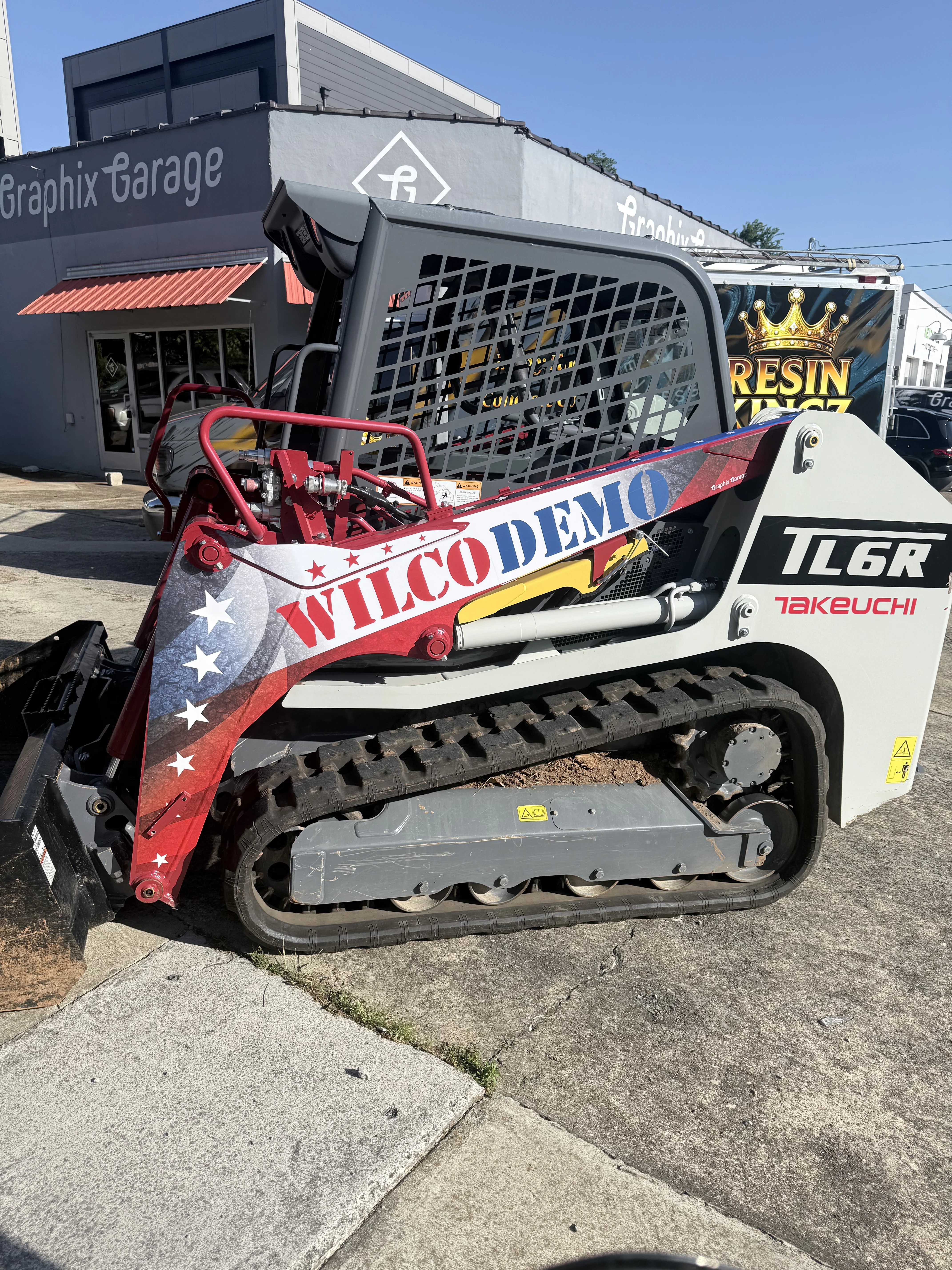 Wilco Demo Takeuchi TL6R patriotic track loader wrap by Graphix Garage