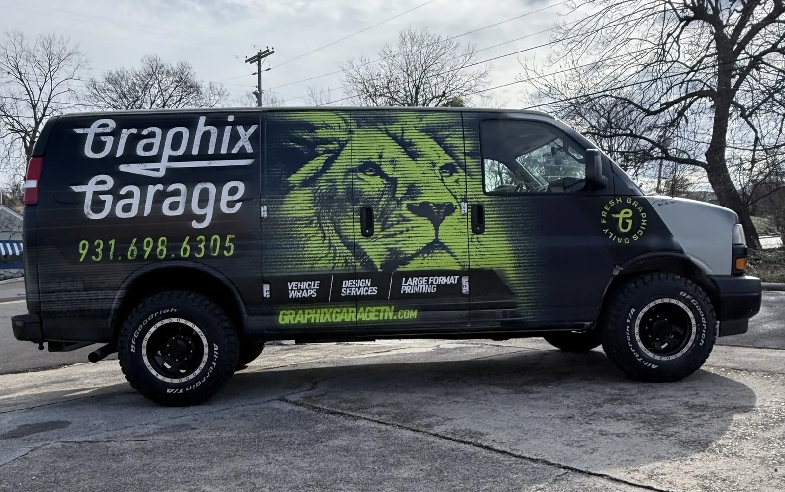 Graphix Garage lime lion shop van — Columbia TN