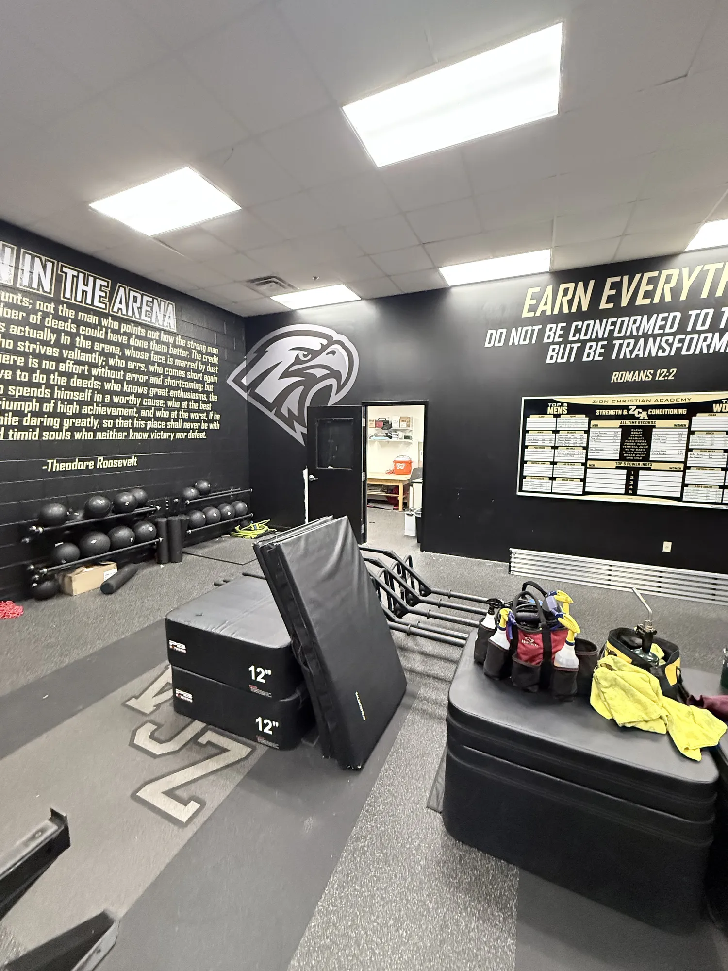 Zion Christian Academy gym wall graphics and record board by Graphix Garage