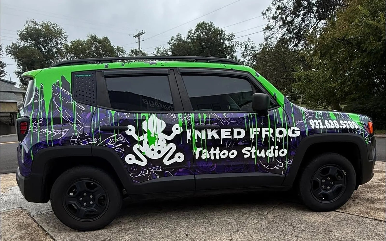 Inked Frog vehicle wrap side view Graphix Garage